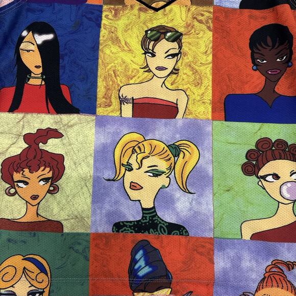 Vtg Y2K Euro Style Tank Top AOP Curly Girly Graphic Women Paris Art To Wear RARE - Picture 2 of 10